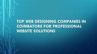 Top Web Designing Companies in Coimbatore for Professional
