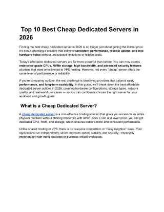 Top 10 Best Cheap Dedicated Servers in 2026