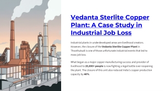Vedanta Sterlite Copper Plant: A Case Study in Industrial Job Loss