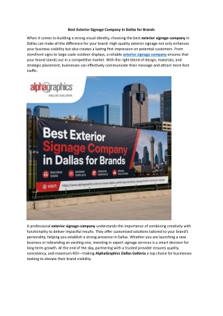 Best Exterior Signage Company in Dallas for Brands