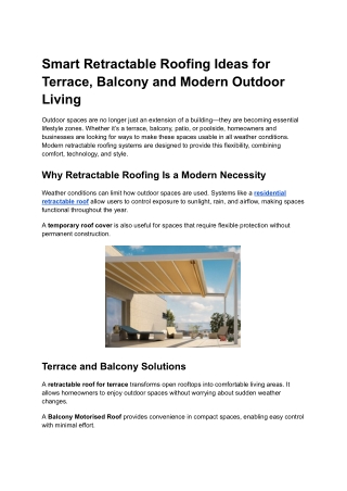 Smart Retractable Roofing Ideas for Terrace, Balcony and Modern Outdoor Living