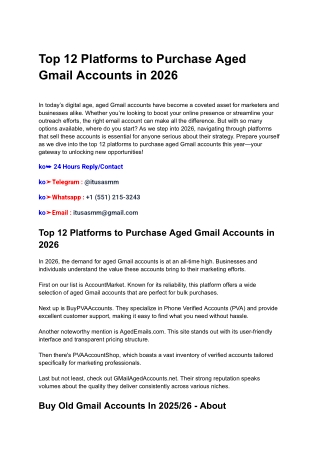 Top 12 Platforms to Purchase Aged Gmail Accounts in 2026