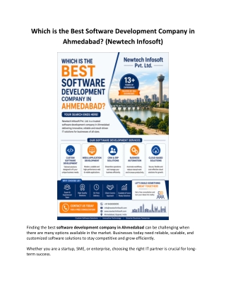 Which is the Best Software Development Company in Ahmedabad by Newtech Infosoft