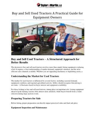 buy and sell used tractors a practical guide for equipment owners
