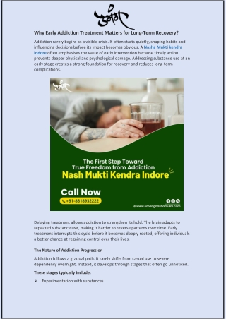Why Early Addiction Treatment Matters for Long-Term Recovery