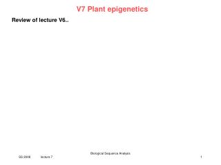 V7 Plant epigenetics