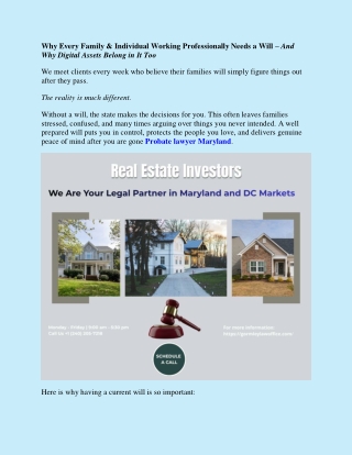 Why Every Family & Individual Working Professionally Needs a Will – And Why Digital Assets Belong in It Too