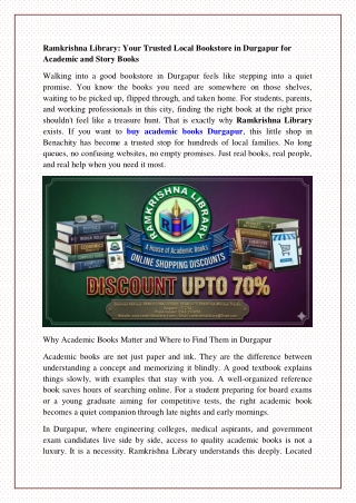 Ramkrishna Library Your Trusted Local Bookstore in Durgapur for Academic and Story Books