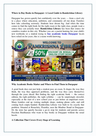 Where to Buy Books in Durgapur A Local Guide to Ramkrishna Library