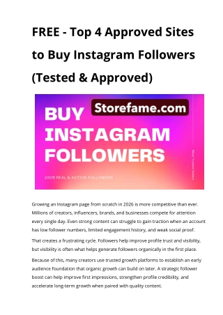 FREE - Top 4 Approved Sites to Buy Instagram Followers in 2026