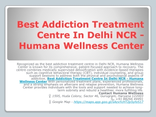 Rehabilitation Centre In New Delhi - Humana Wellness Center