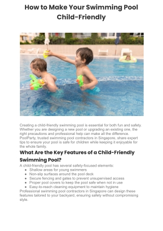 How to Make Your Swimming Pool Child-Friendly