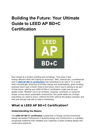 Building the Future_ Your Ultimate Guide to LEED AP BD C Certification
