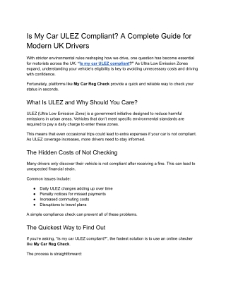 Is My Car ULEZ Compliant_