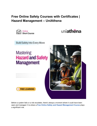 Free Online Safety Courses with Certificates _ Hazard Management ||UniAthena