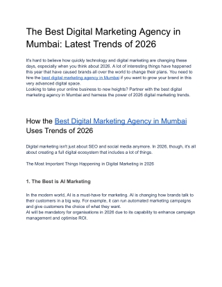 The Best Digital Marketing Agency in Mumbai- Latest Trends of 2026
