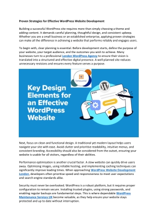 Proven Strategies for Effective WordPress Website Development