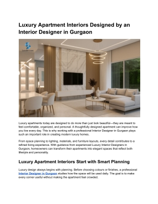 Luxury Apartment Interiors Designed by an Interior Designer in Gurgaon