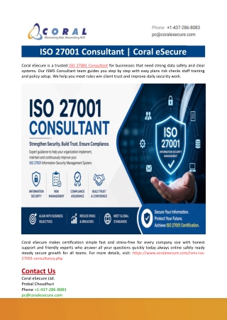 ISO 27001 Consultant-Coral eSecure
