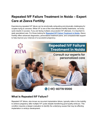 Repeated IVF Failure Treatment in Noida | Zeeva Experts