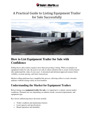 a practical guide to listing equipment trailer for sale successfully