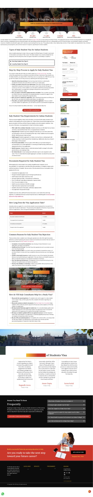 Italy Student Visa for Indian Students