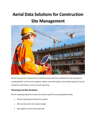 Aerial Data Solutions for Construction Site Management