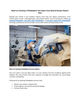 Need Car Painting in Philadelphia Get Expert Auto Body  Bumper Repairs Now