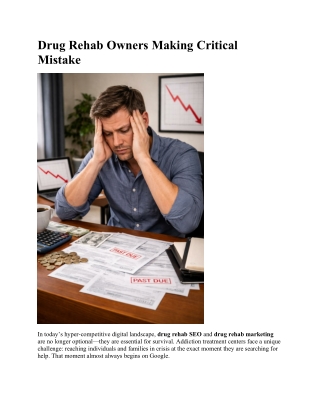 Drug Rehab SEO | Drug Rehab Marketing | Charles Davis Drug Rehab Consultant