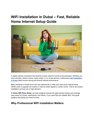 WiFi Installation in Dubai – Fast, Reliable Home Internet Setup Guide
