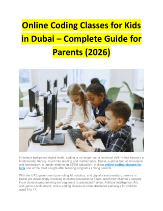 Online Coding Classes for Kids in Dubai – Complete Guide for Parents (2026)