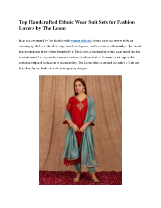 Top Handcrafted Ethnic Wear Suit Sets for Fashion - The Loom