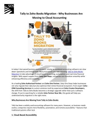 Tally to Zoho Books Migration - Why Businesses Are Moving to Cloud Accounting