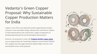 Vedanta’s Green Copper Proposal: Why Sustainable Copper Production Matters for I