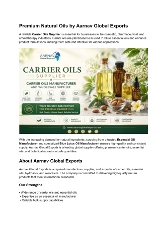 Premium Natural Oils by Aarnav Global Exports