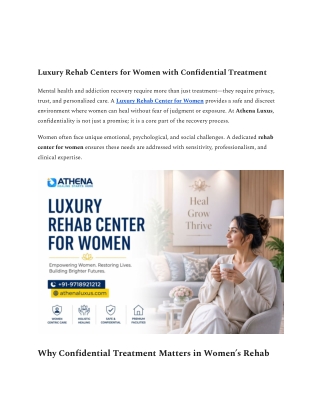 Luxury Rehab Centers for Women with Confidential Treatment