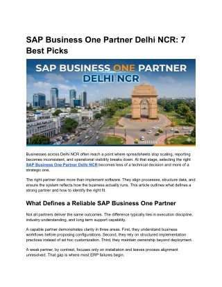 SAP Business One Partner Delhi NCR_ 7 Best Picks