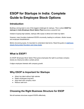 ESOP for Startups in India Complete Guide to Employee Stock Options