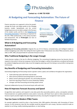 AI Budgeting and Forecasting Automation The Future of Finance
