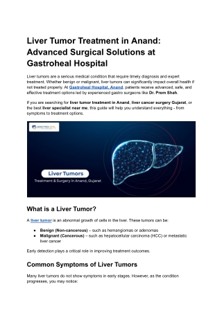Liver Tumor Treatment in Anand_ Advanced Surgical Solutions at Gastroheal Hospital