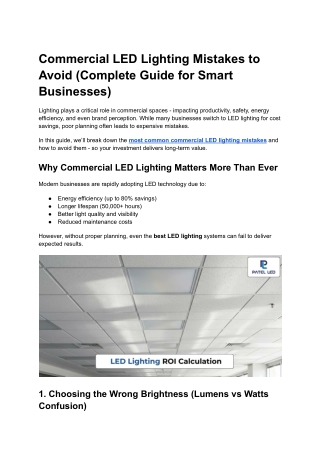 Commercial LED Lighting Mistakes to Avoid (Complete Guide for Smart Businesses)