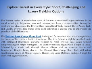 Explore Everest in Every Style Short, Challenging and Luxury Trekking Options