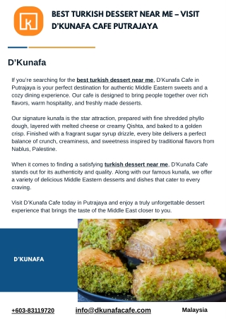 Best Turkish Dessert Near Me – Visit D’Kunafa Cafe Putrajaya