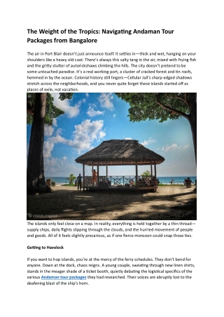 The Weight of the Tropics Navigating Andaman Tour Packages from Bangalore