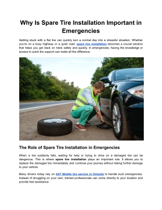 Why Is Spare Tire Installation Important in Emergencies