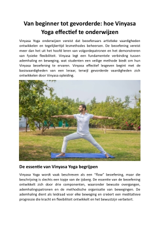 Van beginner tot gevorderde: hoe Vinyasa Yoga effectief te onderwijzen
