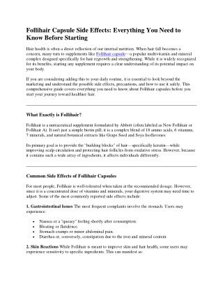 Follihair Capsule Side Effects