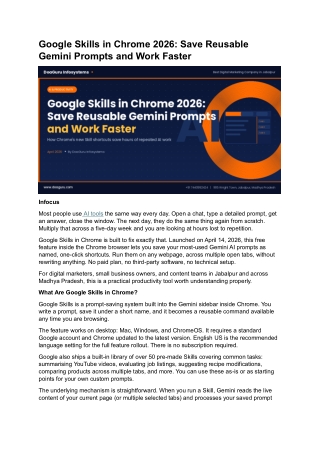Google Skills in Chrome 2026: Save Reusable Gemini Prompts and Work Faster