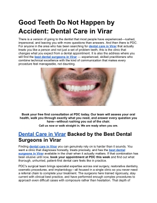 Good Teeth Do Not Happen by Accident_ Dental Care in Virar