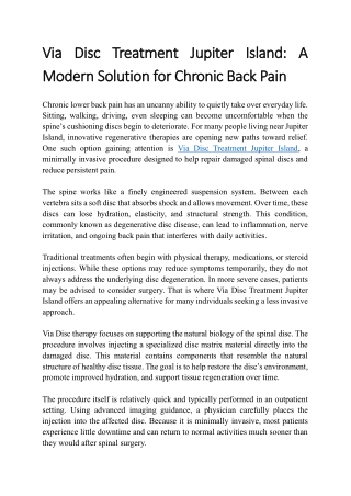 Via Disc Treatment Jupiter Island A Modern Solution for Chronic Back Pain